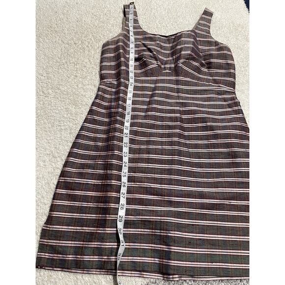 Y2K VTG Esprit Dress Plaid Silk Structured Dress Womens Sz Medium Dark Academia - Picture 4 of 11